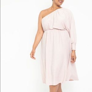 Eloquii one shoulder lurex knit dress